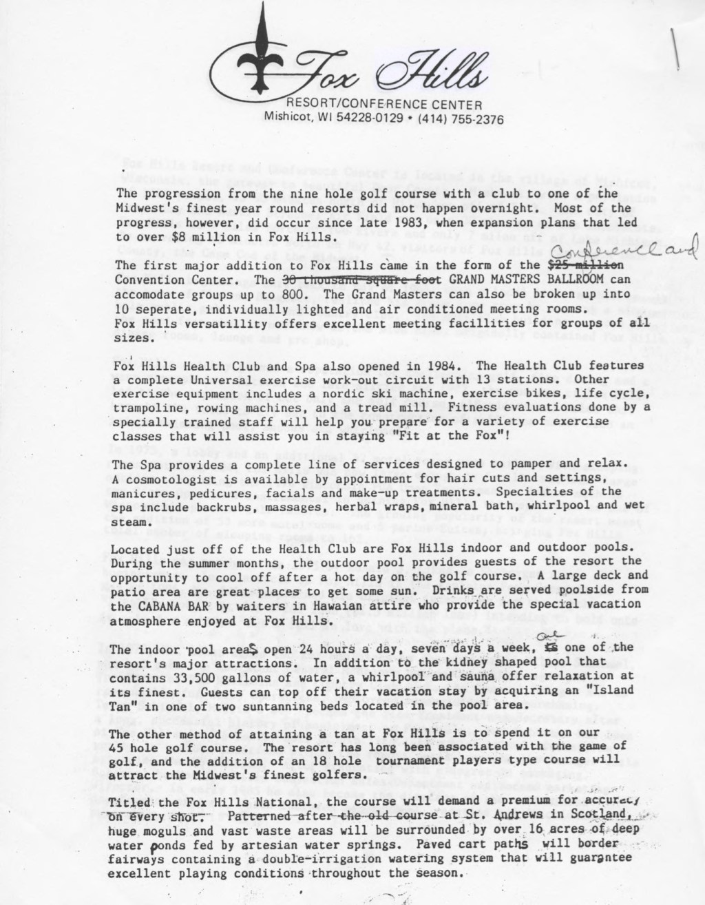 Fox Hills Resort History&nbsp;Articles