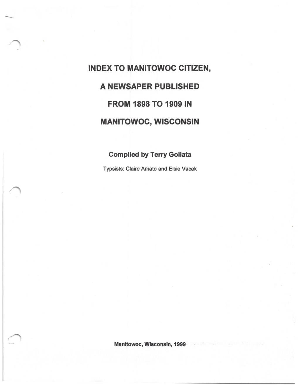 Index Of Manitowoc Citizen Newspaper — Terry Gollata&nbsp;Collection