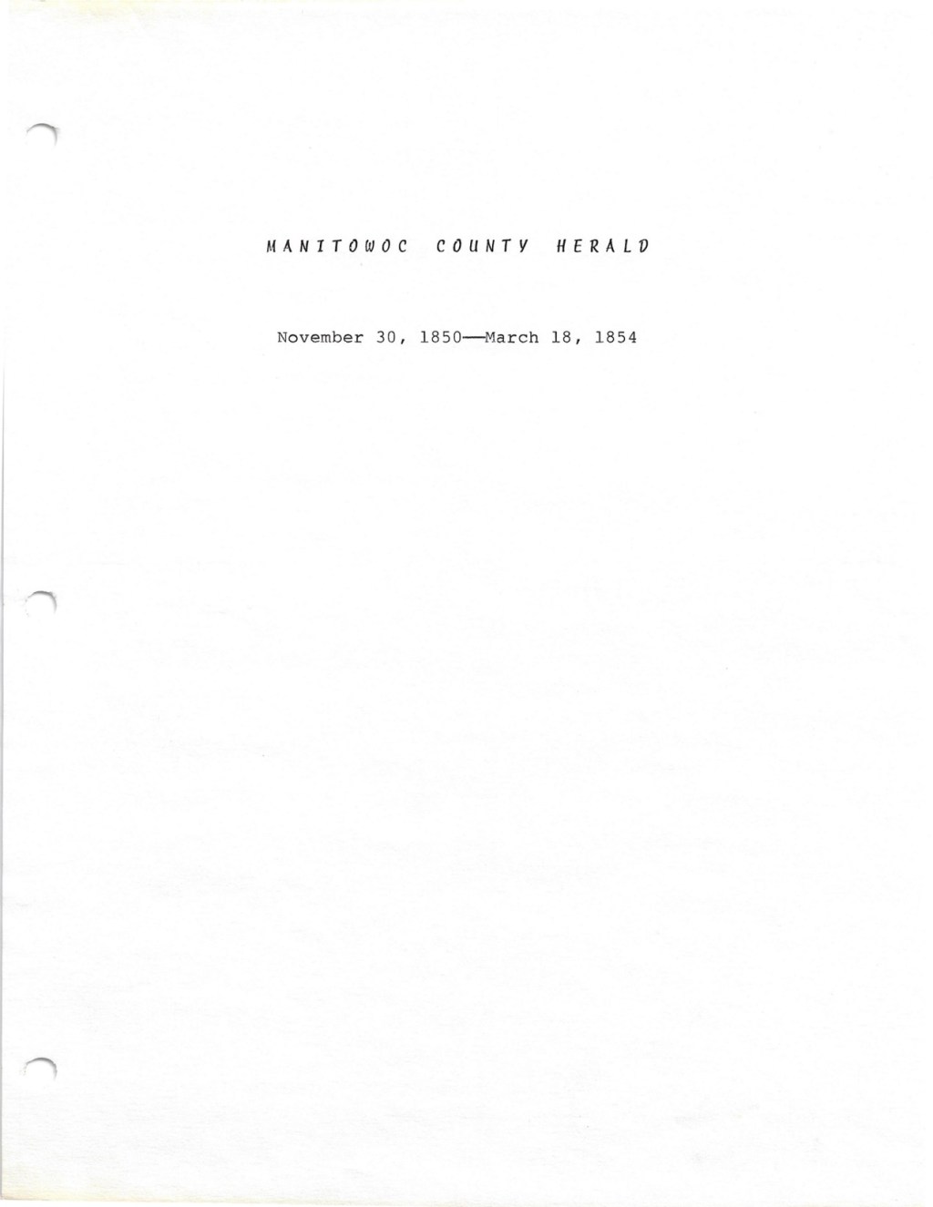 Index Of Manitowoc County Herald — Terry Gollata&nbsp;Collection