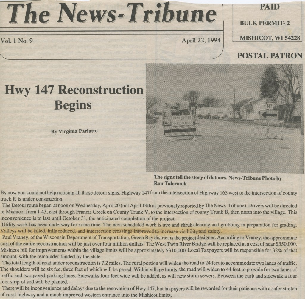 State Trunk Highway 147 Reconstruction Begins&nbsp;Article