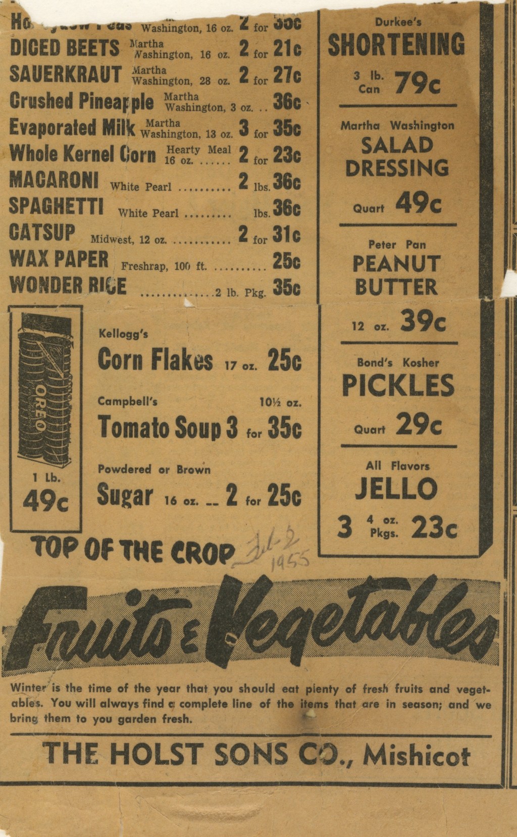 Holst Sons Co. Department Store&nbsp;Advertisements