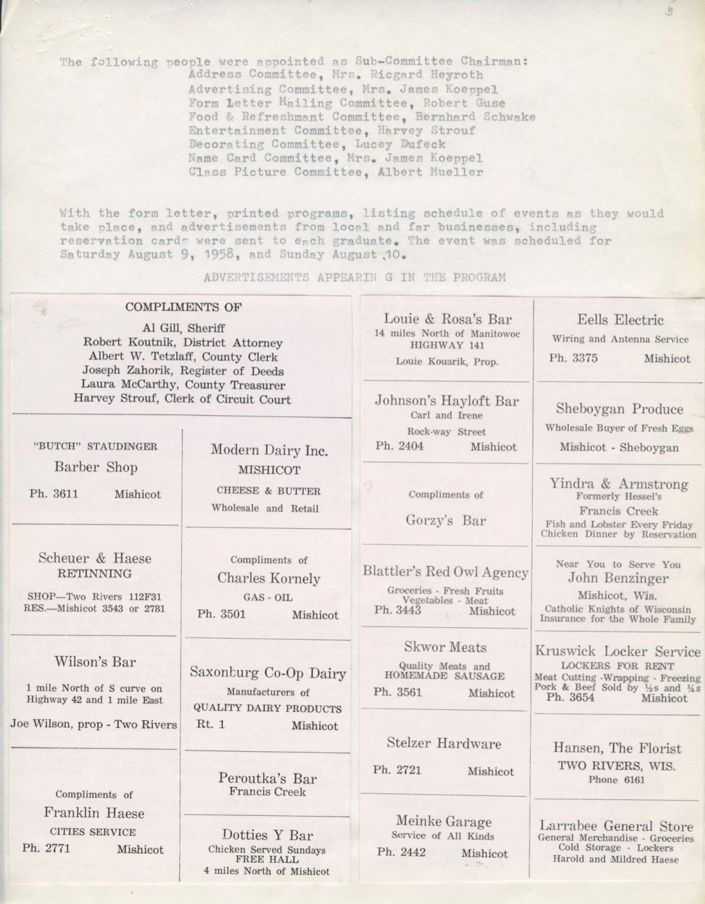 Mishicot High School Alumni Informational Scrapbook