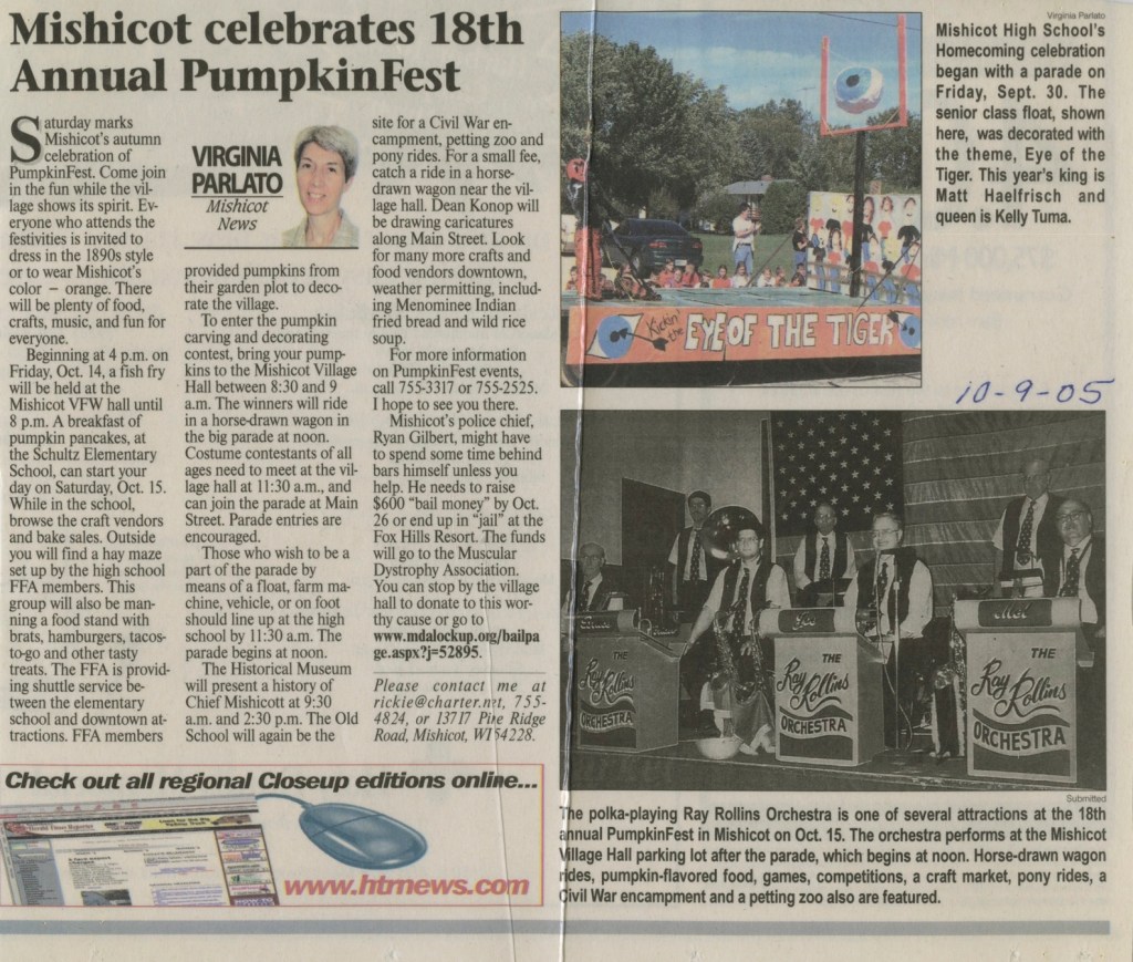 Mishicot Pumpkinfest Articles —&nbsp;2005