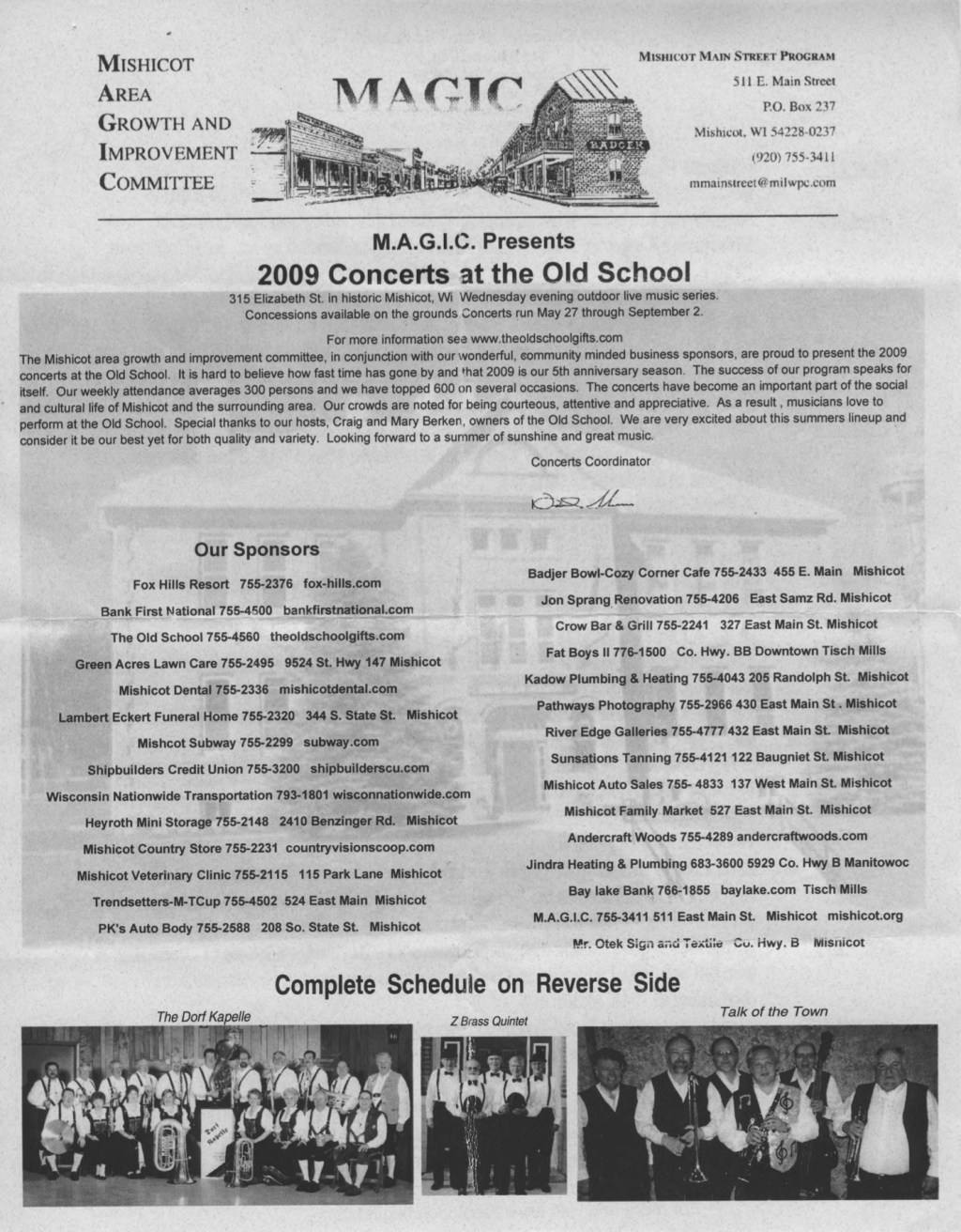 Summer 2009 Concerts At The Old&nbsp;School