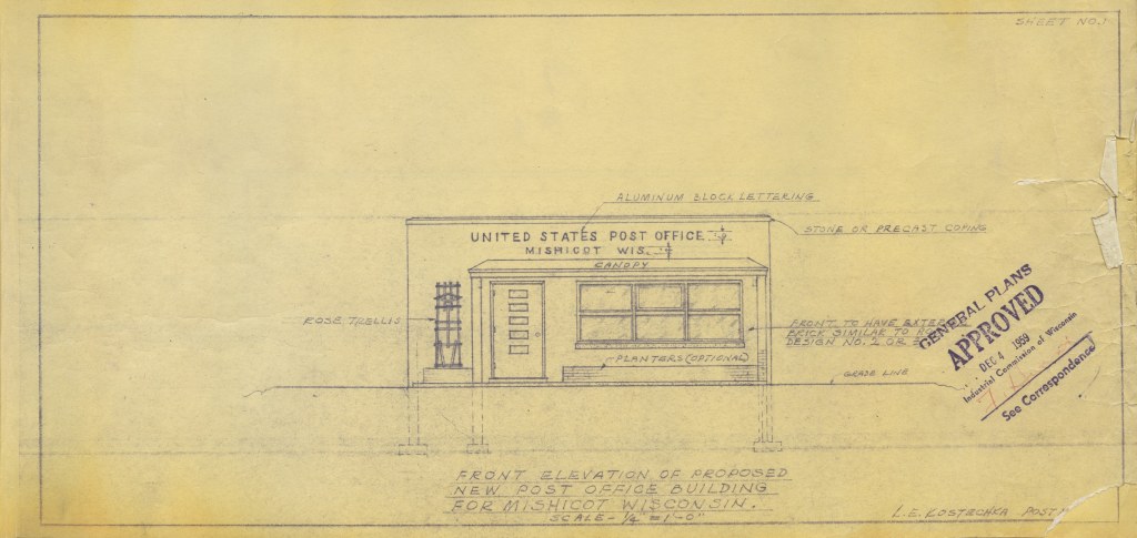 Mishicot Post Office Blueprints Set 1 — 1959