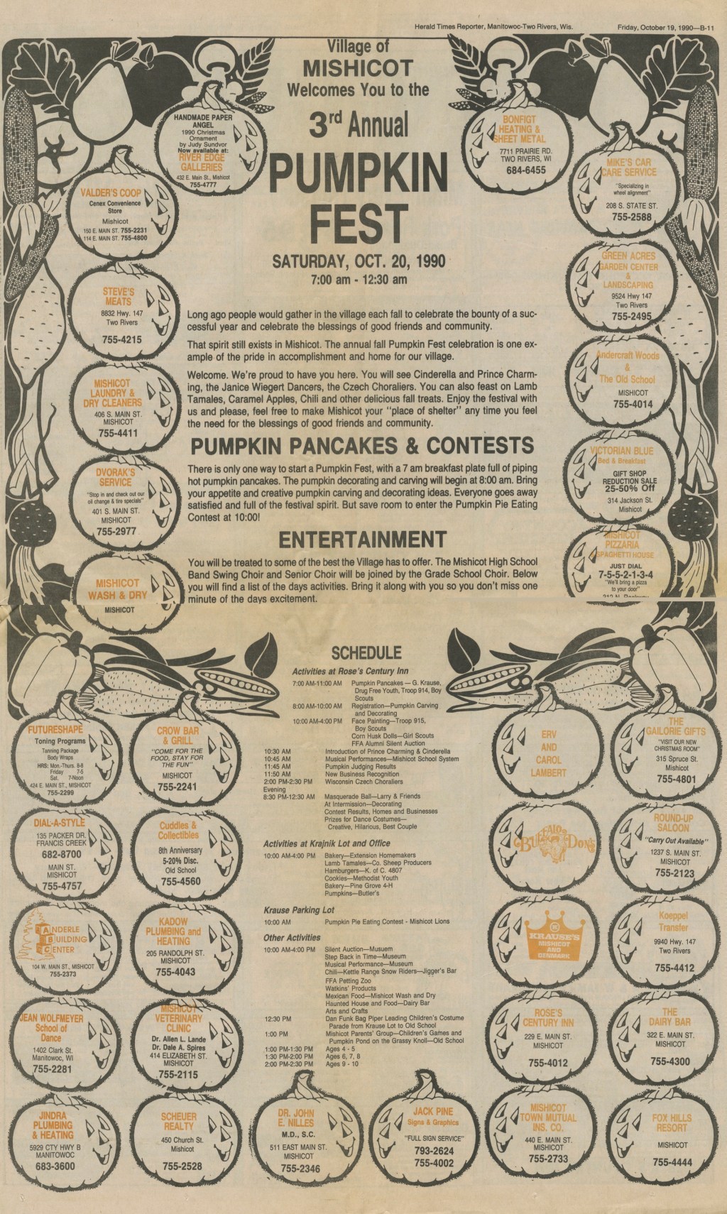 Mishicot Pumpkinfest Ad —&nbsp;1990