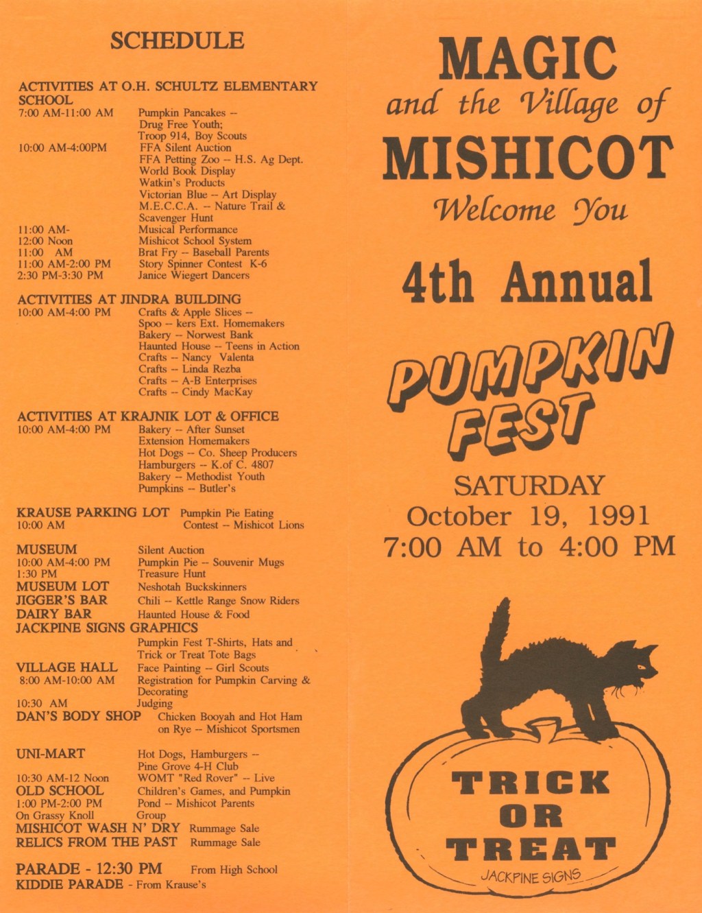 Mishicot Pumpkinfest Flyer —&nbsp;1991