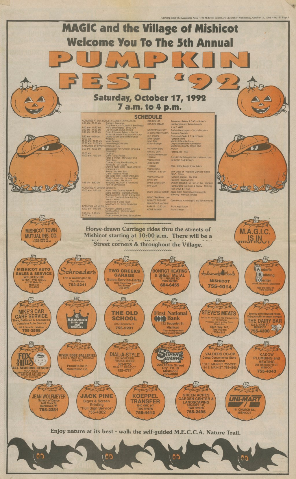 Mishicot Pumpkinfest Ad —&nbsp;1992