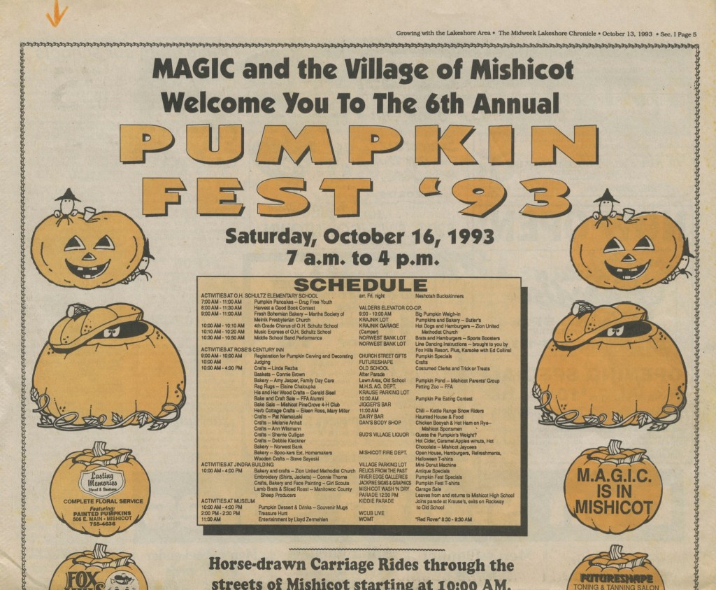 Mishicot Pumpkinfest Ad —&nbsp;1993