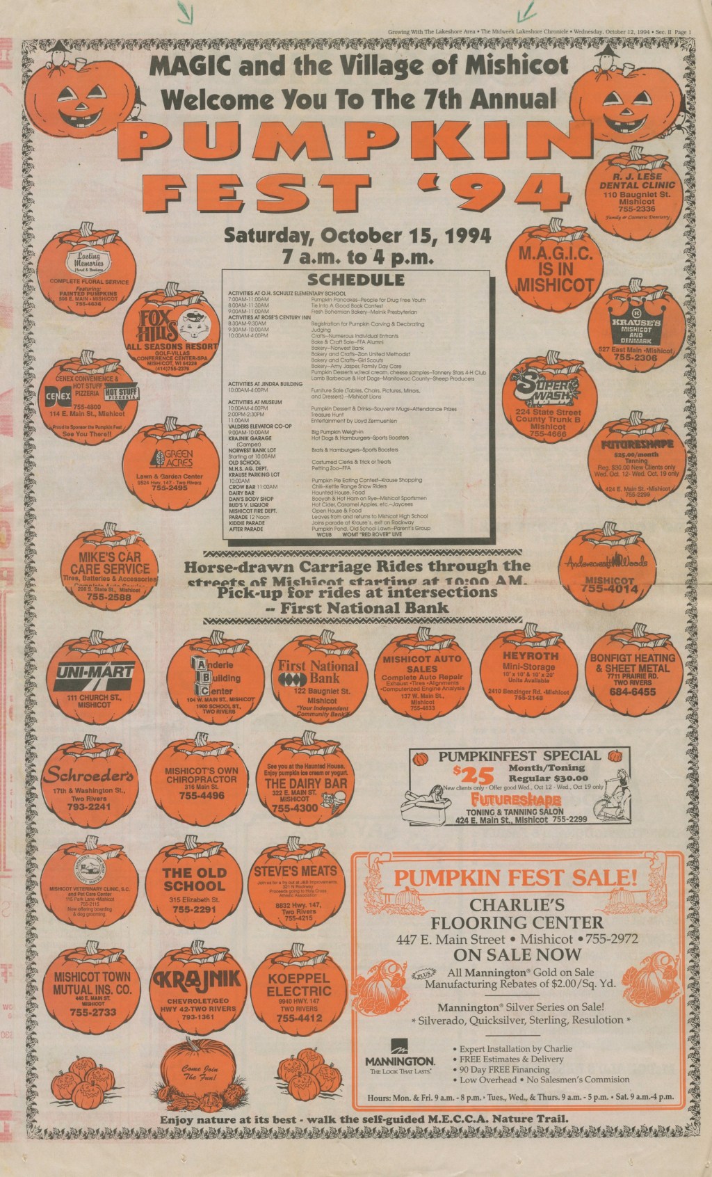 Mishicot Pumpkinfest Ad —&nbsp;1994