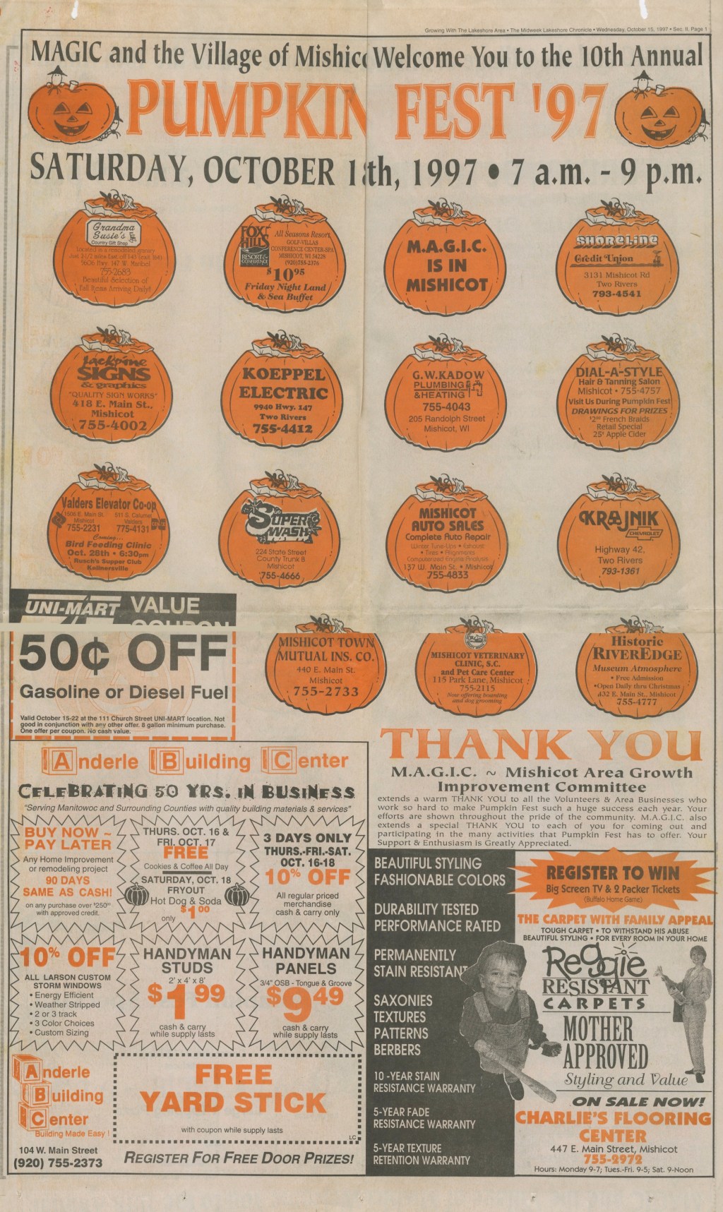Mishicot Pumpkinfest Ads —&nbsp;1997