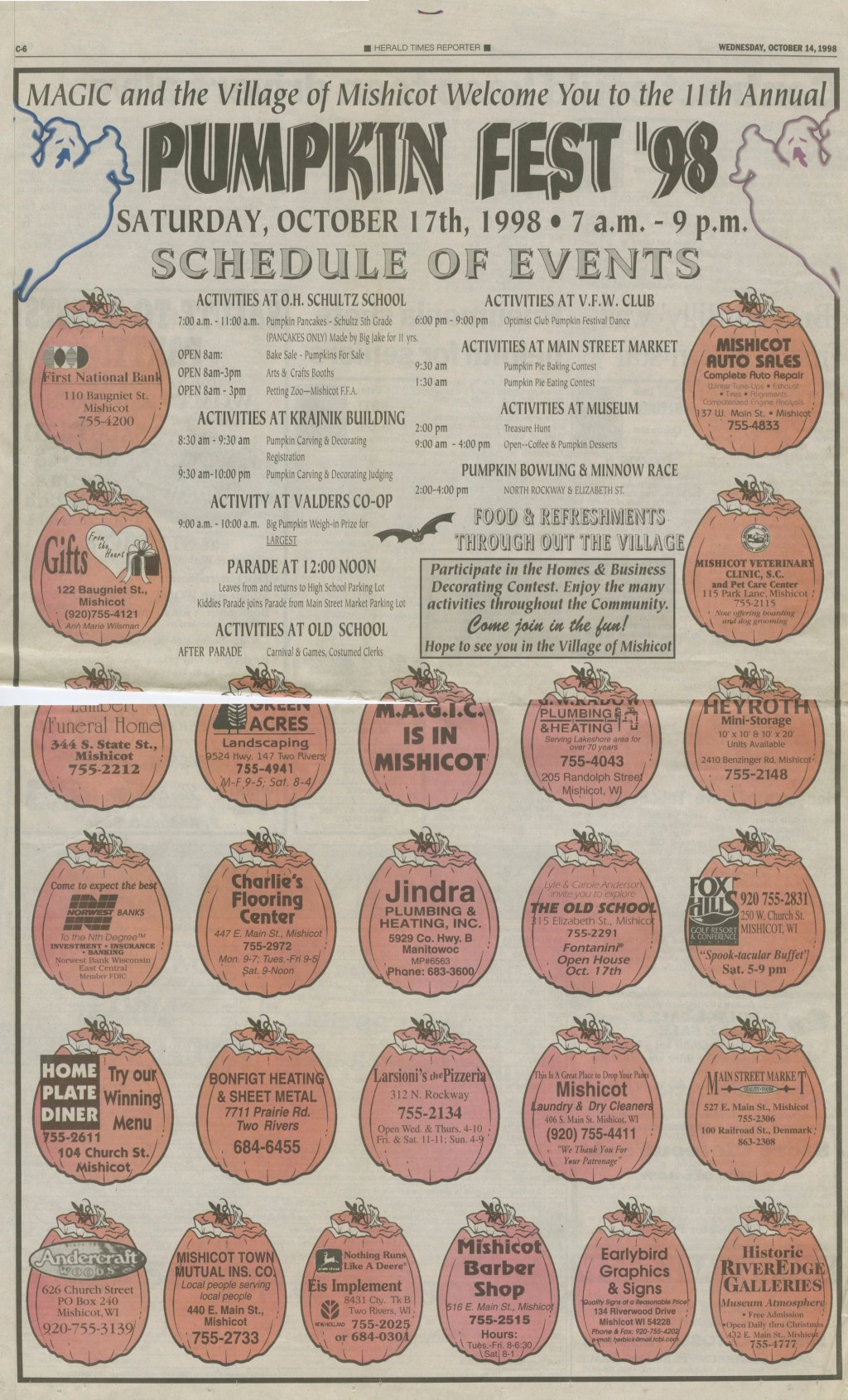 Mishicot Pumpkinfest Ad —&nbsp;1998