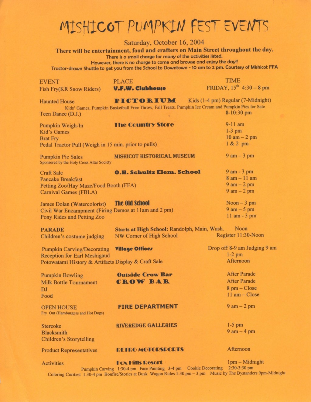 Mishicot Pumpkinfest Events —&nbsp;2004