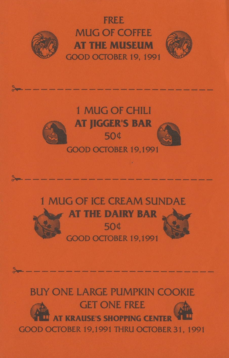 Mishicot Pumpkinfest Coupons —&nbsp;1991