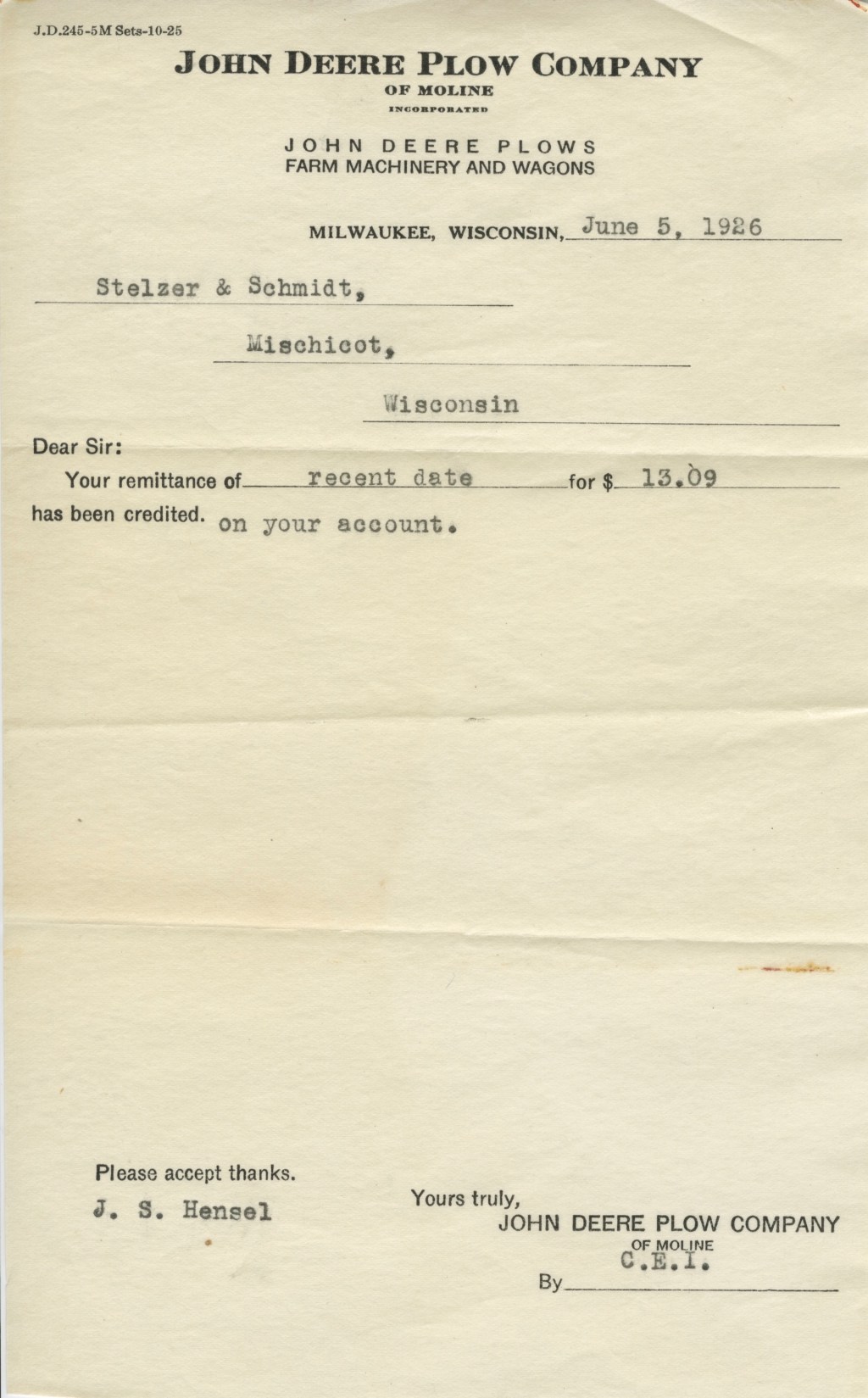 Stelzer & Schmidt Hardware Store Invoices