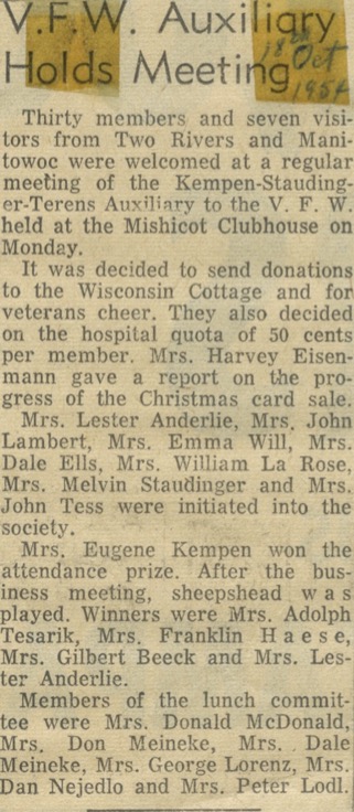 Mishicot VFW Post 7753 Articles