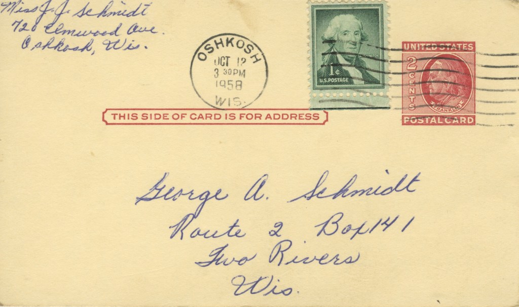 George A. Schmidt Letters & Cards — Schmidt & Chloupek Family Collection